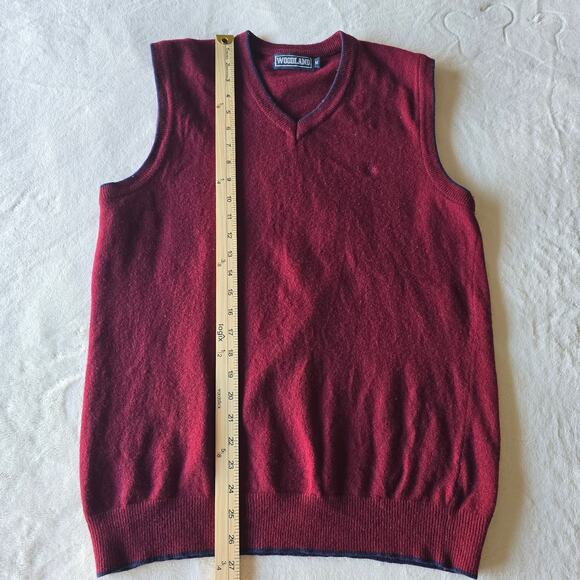 Men’s Lambswool Sweater Vest Red Knit Pullover V-Neck Sz M BusinessCasual Preppy - Picture 6 of 7